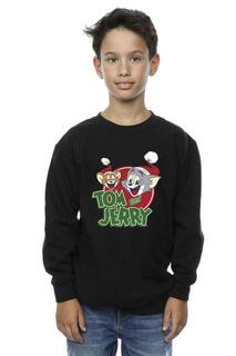 Толстовка с логотипом Christmas Hat Tom &amp; Jerry, черный