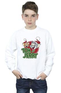 Толстовка с логотипом Christmas Hat Tom &amp; Jerry, белый