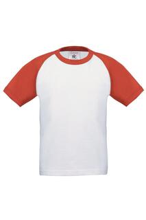 Бейсбольная футболка с короткими рукавами B&amp;C, белый B&C