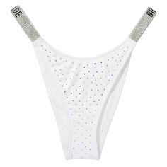 Плавки бикини Victoria&apos;s Secret Swim Double Shine Strap Brazilian All Over Diamante, белый