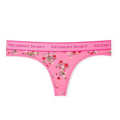 Трусики-стринги Victoria&apos;s Secret Cotton Logo Cotton, ярко-розовый