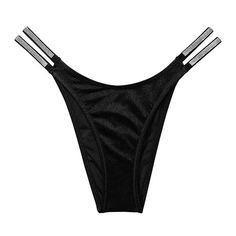 Плавки бикини Victoria&apos;s Secret Swim Double Shine Strap Brazilian Smooth, черный