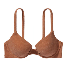 Топ бикини Victoria&apos;s Secret Swim Shimmer Icon Push-Up, коричневый