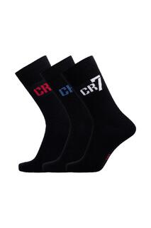 Комплект из 3 школьных дышащих хлопковых спортивных носков для футбола CR7, мультиколор