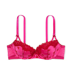 Бюстгальтер Victoria&apos;s Secret Fun &amp; Flirty Lace-Trim Satin Push-Up, розовый
