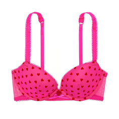 Бюстгальтер Victoria&apos;s Secret Fun &amp; Flirty Lace-Trim Satin Push-Up, розовый