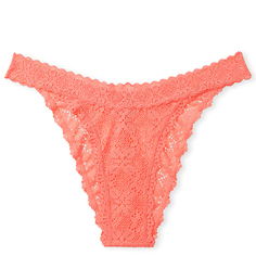 Трусы Victoria&apos;s Secret The Lacie Lace Brazilian Crochet Lace, светло-оранжевый