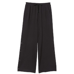 Спортивные брюки Victoria&apos;s Secret Cotton Fleece Wide-Leg Snap Lounge, черный
