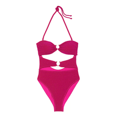 Купальник Victoria&apos;s Secret Swim Shimmer Cut-Out Bandeau One-Piece, розовый