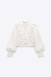 Блузка Zara Ruffled, белый