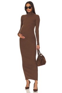 Платье BUMPSUIT Long Sleeve Rib Maternity, коричневый