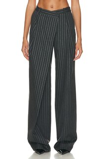 Брюки Simkhai Tayler Overlap Wide Leg Trouser, цвет Grey Pinstripe