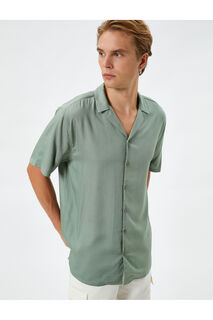Базовая рубашка с отложным воротником и короткими рукавами Ecovero Viscose Koton, фиолетовый