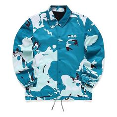 Куртка Men&apos;s FILA FUSION Camouflage Full Print reversible Coach Jacket Loose Black, цвет tan