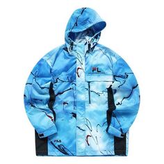 Куртка Men&apos;s FILA FUSION x FUTURA Crossover Splash Ink Full Print Woven Sports Hooded Jacket Blue, синий