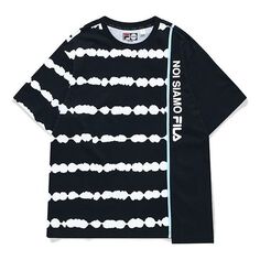 Футболка Men&apos;s FILA FUSION Tie Dye Printing Irregular Splicing Loose Knit Short Sleeve Black White T-Shirt, цвет tan
