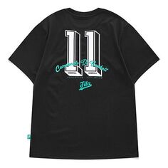 Футболка Men&apos;s FILA FUSION Baseball Sports Printing Round Neck Short Sleeve Dark Black T-Shirt, черный