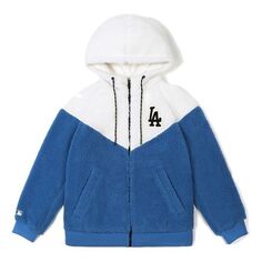 Куртка MLB Los Angeles Dodgers lamb&apos;s wool Hooded Jacket Unisex White Blue Splicing, белый