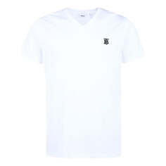 Футболка Men&apos;s Burberry Logo Embroidered Pattern V neck Cotton Short Sleeve White, белый