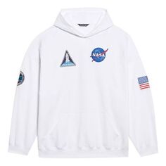 Толстовка Men&apos;s Balenciaga x NASA FW21 Crossover Logo Cotton Classic hooded Loose Long Sleeves White, белый