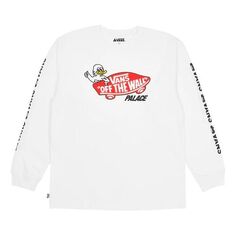 Футболка PALACE x Vans Crossover Off The Wall Classic Alphabet Pattern Printing Round Neck Long Sleeves White T-Shirt, белый