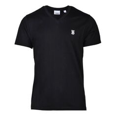 Футболка Men&apos;s Burberry SS20 Cotton Logo Pattern V neck Short Sleeve Black, черный