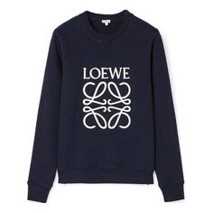 Толстовка Men&apos;s LOEWE Anagram Logo Embroidered Cotton Pullover Navy Blue, синий