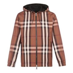 Куртка Men&apos;s Burberry Double Sided Plaid Cotton Hooded Jacket Brown, коричневый