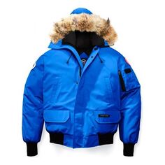 Пуховик Men&apos;s Canada Goose Solid Color Cozy hooded aviator Down Jacket Blue, синий