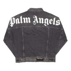 Куртка Men&apos;s PALM ANGELS Printed Logo Denim Jacket Back Alphabet logo Washed Black, серый