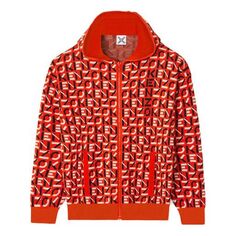 Куртка Men&apos;s KENZO SS21 Alphabet Full Print Zipper Hooded Jacket Red, красный