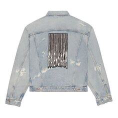 Куртка Balenciaga Unisex FW21 Logo Denim Jacket Blue, синий