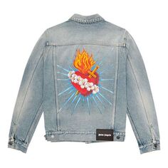 Куртка Men&apos;s PALM ANGELS Printing Denim Jacket Blue, синий