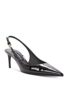 Женские блестящие туфли-лодочки с открытой пяткой с острым носком Dolce &amp; Gabbana, цвет Black