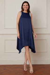 Асимметричное свободное платье из атласа с украшением Wallis, темно-синий