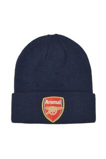 Вязаная шапка-бини с манжетами и гербом Arsenal FC, темно-синий