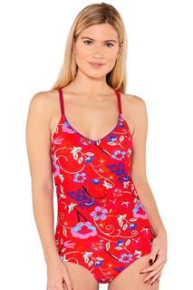 Купальник с цветочным принтом и крестиком на спине, вышитый одеялом Beachcomber, красный