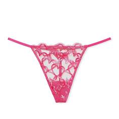 Трусики-стринги Victoria&apos;s Secret Dream Angels Shimmer Heart Embroidery, ярко-розовый