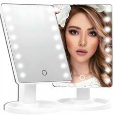 Косметическое зеркало для макияжа со светодиодной подсветкой, inna, белый