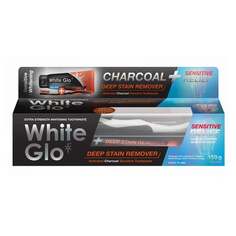 Отбеливающая зубная паста с активированным углем 125мл + зубная щетка White Glo, Charcoal Deep Stain Remover Sensitive Relief