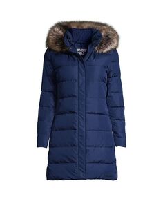 Женское пуховое зимнее пальто для миниатюрных размеров Lands&apos; End, синий
