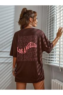 Женская коричневая футболка с принтом «Лос-Анджелес» MOONBULL, коричневый