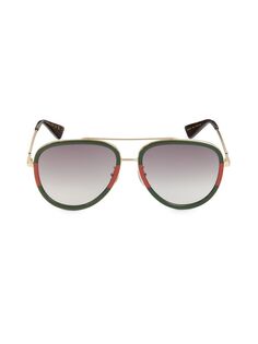 Солнцезащитные очки-авиаторы 57MM Gucci, золото