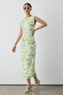 Платье миди лаймового цвета со сборками по бокам Debenhams, зеленый