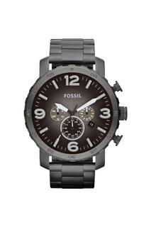 Модные аналоговые кварцевые часы Nate из стали с ионным покрытием - Jr1437 Fossil, черный