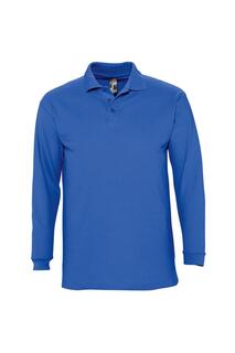 Рубашка поло из хлопка пике с длинными рукавами Winter II SOL&apos;S, синий Sol's