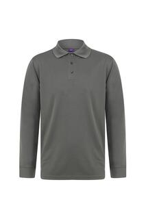 Влагоотводящая рубашка-поло с длинными рукавами Coolplus Henbury, серый