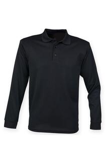 Влагоотводящая рубашка-поло с длинными рукавами Coolplus Henbury, черный