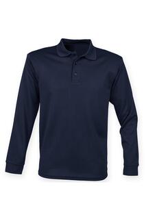 Влагоотводящая рубашка-поло с длинными рукавами Coolplus Henbury, темно-синий