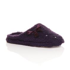 Флисовые тапочки-мюли со стразами на плоском каблуке AJVANI, фиолетовый